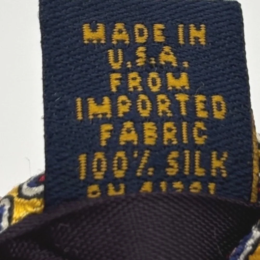Polo University by Ralph Lauren Yellow Paisley Silk Necktie Hand Finished USA